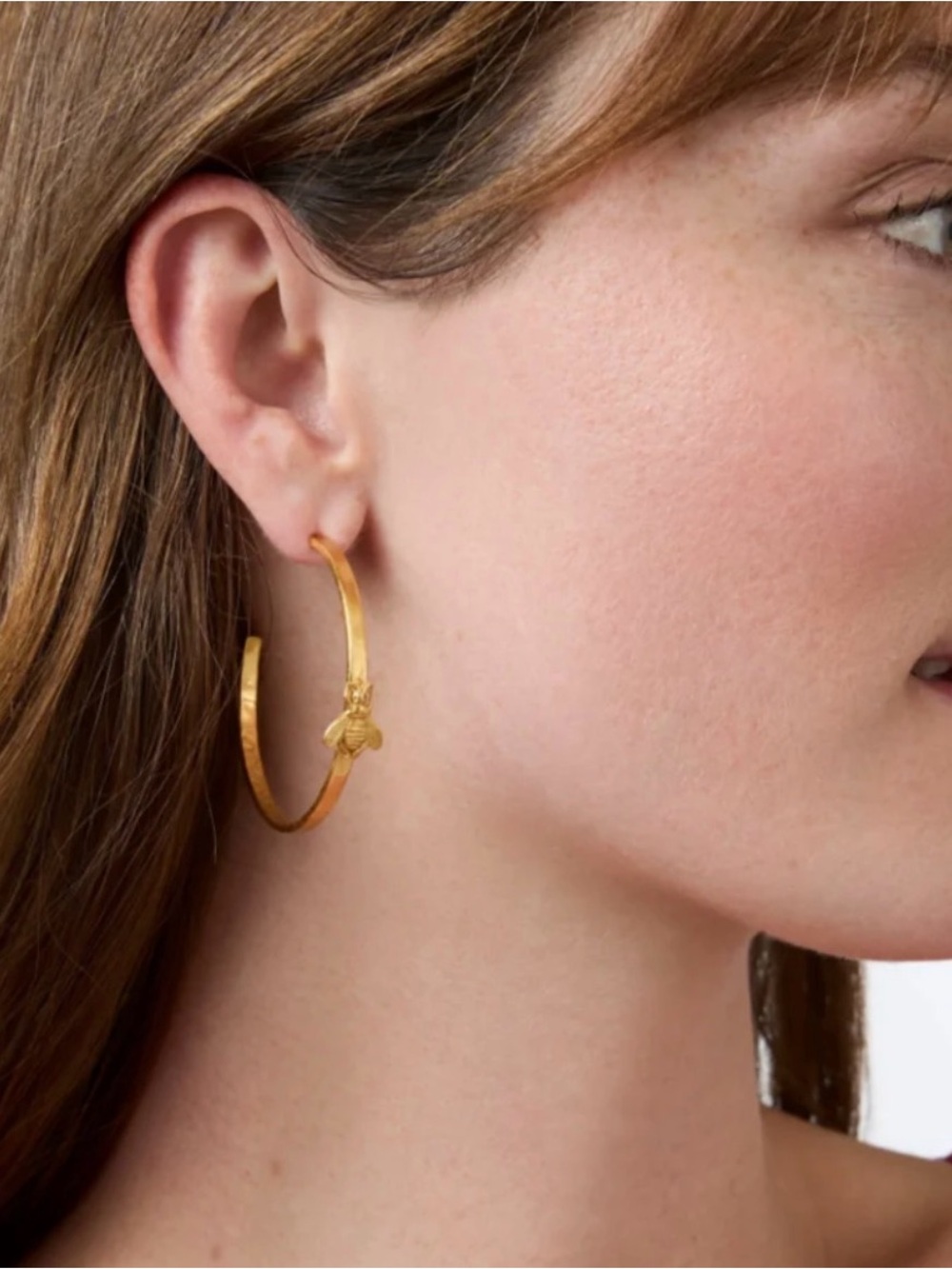 Julie Vos Authentic Luxury Designer Minimalist Spring Summer Bee Hoop Earrings - Picture 3 of 17